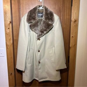 Studio One by Campus Coat Mens 42 Faux Fur Collar Button‎ Jacket USA 70s Vintage